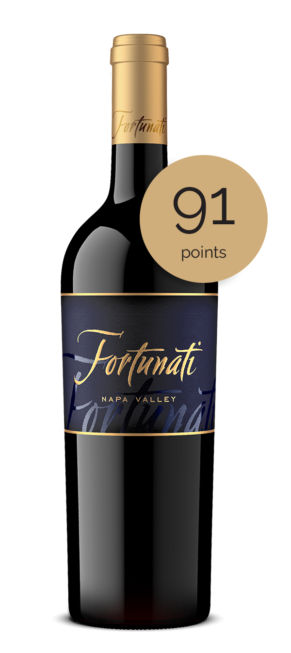 Fortunati wine bottle with a 93 point medallion