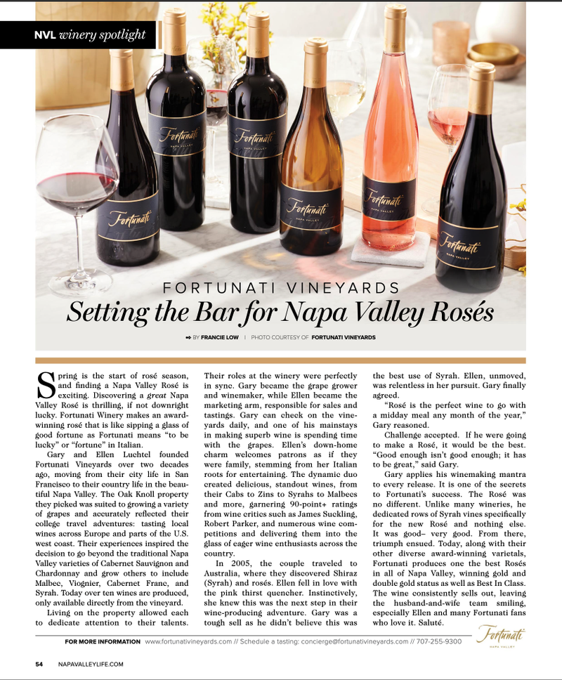 Napa Valley Life Magazine article for Spring of 2023