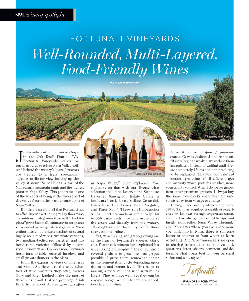 Napa Valley Life Magazine article for Spring of 2022