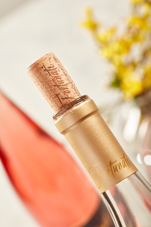Close-up of Fortunati Cork on a Rosé Bottle