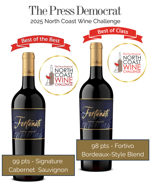 Close-Up of a Bottle of Fortunati Vineyards Red Wine