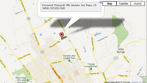 Map showing Fortunati Vineyards at 986 Salvador Avenue in Napa