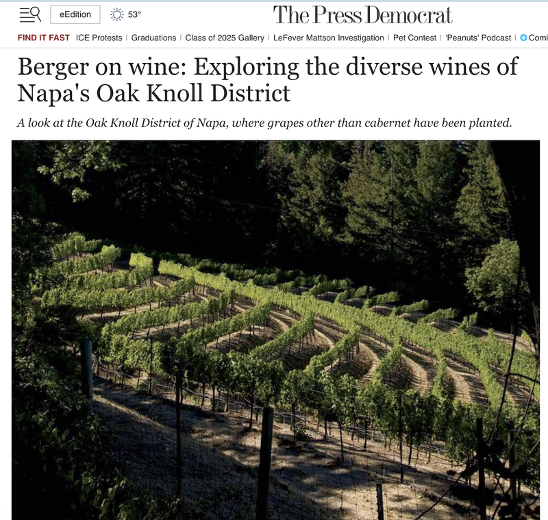 Berger on Wine: Exploring the diverse wines of Napa's Oak Knoll District