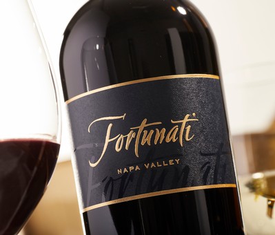 Close-Up of a Bottle of Fortunati Vineyards Red Wine