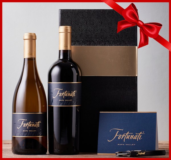 Fortunati Gift Set with two bottles in black box with gold bow