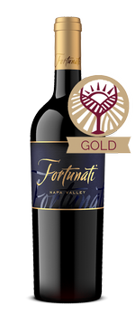 Fortunati wine bottle with a GOLD award medallion