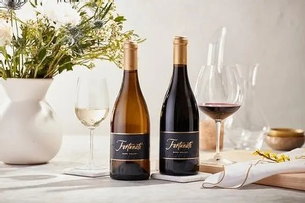 Fortunati Wine Glasses and bottles on a table